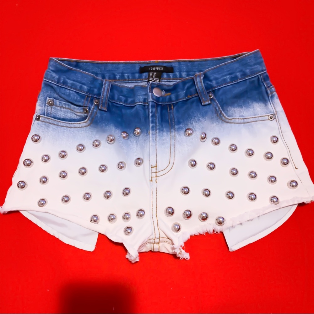 Denim Jean Shorts with Silver Studs